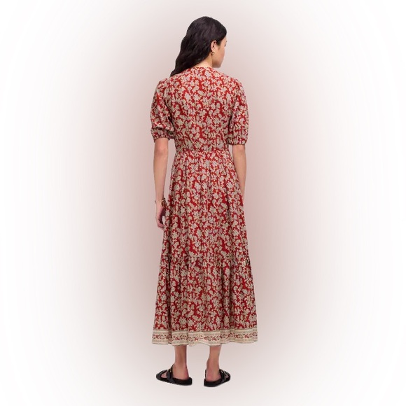 NWT Madewell Red Floral Midi Dress - Picture 4 of 8